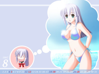 Anime silverhair bikini chibi largebreasts - big breast free wallpaper for desktop