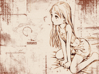 Girl sitting barelegs manga grungy - a grungy background free wallpaper