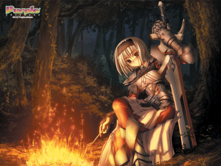 Woman sitting fire forest armor - dark soul free wallpaper