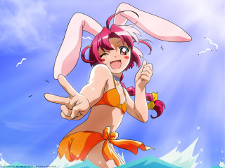 Bunny girl pink hair water - a bunny ear free wallpaper
