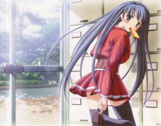 Girl red dress blush blue - her mouth free wallpaper