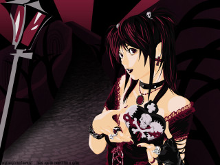 Gothic anime woman skull sword - a black dress holding free wallpaper