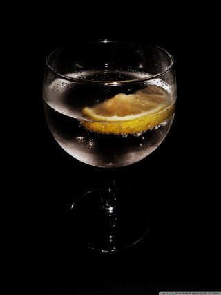 Glass water lemon slice black - glass free wallpaper for mobile