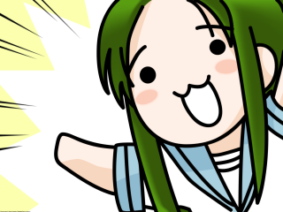 Cartoon girl green hair waving - a cartoon girl free wallpaper for desktop