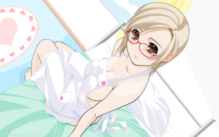 Chizuko blonde glasses bed heart - a pink heart free wallpaper
