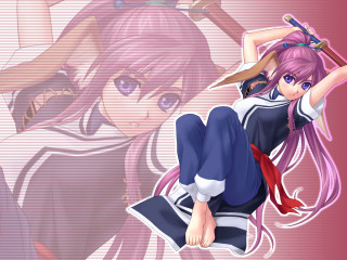 Pink haired anime girl sword - anime style free wallpaper