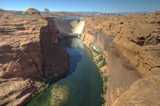 River canyon bridge desert mountains - a bridge in the middle free wallpaper