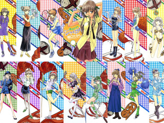 Anime girls various outfits colorful - different outfit and hair free wallpaper