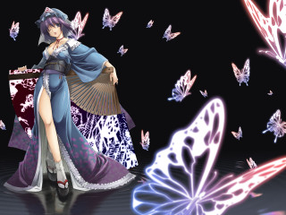 Blue dress butterflies anime fantasy - fantasy art free wallpaper for desktop