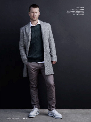 Man gray coat black shirt - color free wallpaper