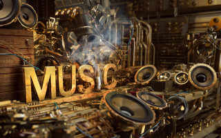 Music instruments speakers funk art - musical free wallpaper