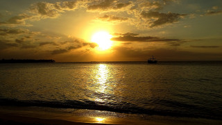 Sailing boat ocean sunset clouds 2 - sunset time free wallpaper
