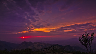Sunset mountain range tree purple - arthur b. carles free wallpaper