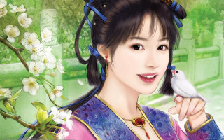 Woman bird cherry blossom dress - chen yifei free wallpaper