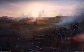 Battle scene matte painting orange - darek zabrocki free wallpaper for desktop