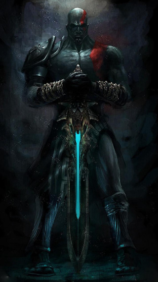 Man sword demon back action 2 - glowing free wallpaper for mobile