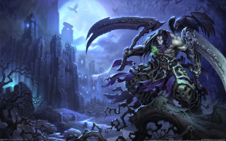 Demon woman fullmoon sword fantasy - art of brom free wallpaper