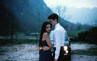 Romantic rainy mountain scene cinematic - the background and a river free wallpaper