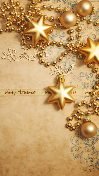 Christmas card gold stars ornaments - free christmas wallpaper for mobile