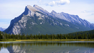 Mountain lake trees clouds sky 4 - blue sky free wallpaper