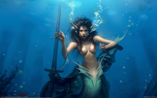Mermaid fantasy weapon underwater starry - league of legends concept art free wallpaper
