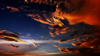 Sunset clouds blue sky orange - blue free wallpaper