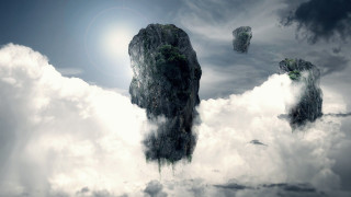 Floating rocks clouds sky sun - a group of rocks free wallpaper