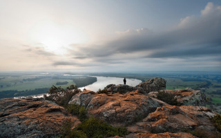Mountain lake cloudy sky horizon - top of a mountain free wallpaper for desktop