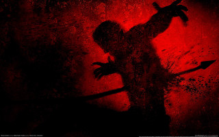 Bloody silhouette man knife red - a bloody knife free wallpaper