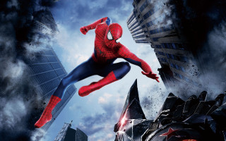 Spiderman flying cityscape poster canvas - canvas free wallpaper
