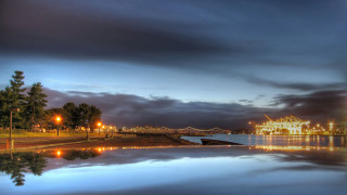 Lake pier ferris wheel night - almada negreiro free wallpaper