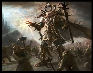 Horned man sword demon shoulder - head and a sword free wallpaper