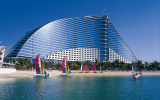 Large building sailboats beach palm - the water near free wallpaper