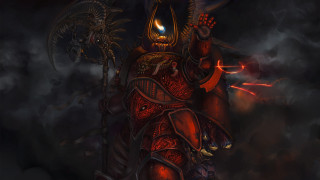 Demon warrior sword head cloud - a painting of a demon free wallpaper