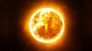 Bright yellow sun black background - a yellow circle free wallpaper for desktop