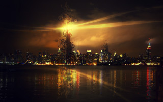 City lights night skyline reflection 2 - altichiero free wallpaper