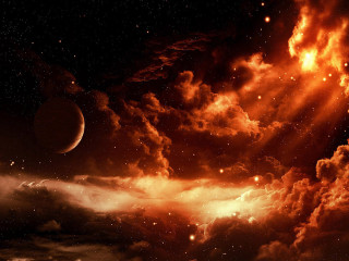 Dark sky orange light space - orange light free wallpaper