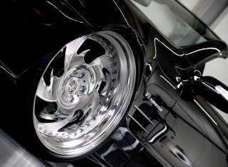 Black car chrome wheels garage - chrome free wallpaper