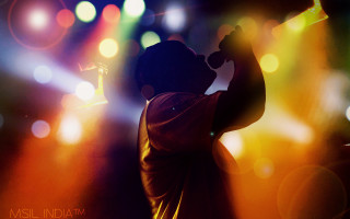 Cedric seaut stage lights holography - his hand and a microphone free wallpaper