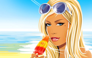 Beach sunglasses starfish popart blonde - a drink free wallpaper