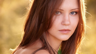 Woman longhair greenshirt portrait grass - a green shirt free wallpaper for desktop