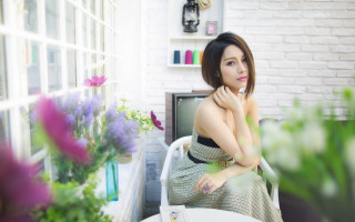 Woman chair window flowers tv - a chair next free wallpaper