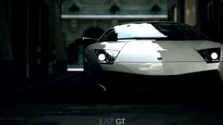White sports car dark alley 4 - its headlight free wallpaper