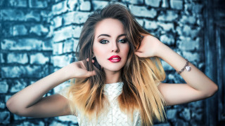 Elina karimova longhair whitetop brickwall - a white top free wallpaper