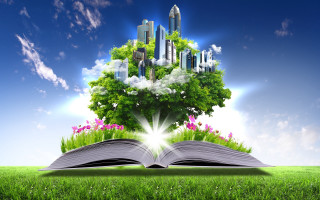 City greenfield flower trees solarpunk - solarpunk free wallpaper for desktop