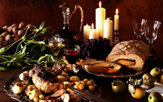 Food wine candles fruit stilllife - caravaggio free wallpaper