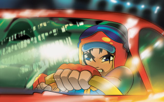 Cartoon character driving bright background - a bright background free wallpaper