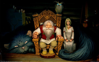 Fantasy portrait man woman cat - brian and wendy froud free wallpaper