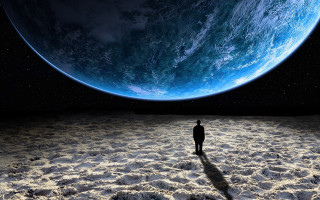 Man field blue planet starry - the middle of a field free wallpaper