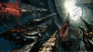 Futuristic city ship building space - craig mullins free wallpaper